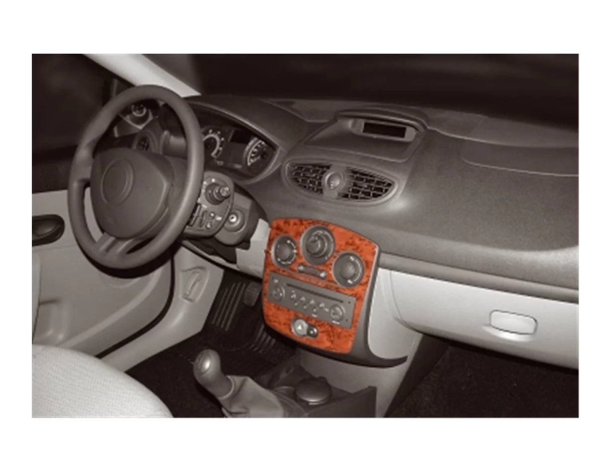 Renault Clio-3 09.05-08.12 3D súprava obloženia palubnej dosky interiéru 9-dielna súprava obloženia palubnej dosky - 1