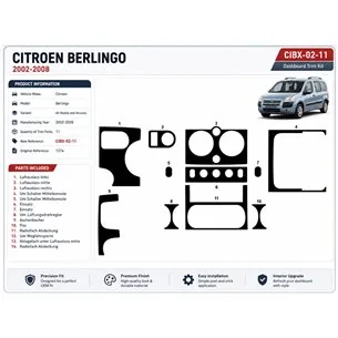 Citroen Berlingo 2002-2008 3D dekor palubnej dosky, 11 dielov 2