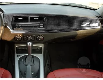 BMW Z4 E85 2003-2008 Súprava 3D obloženia palubnej dosky interiéru Dekorácia palubnej dosky 54 dielov