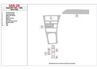 Saab 900 1994-1998 zhoda s OEM, súprava 7 dielov Interiér BD Dash Trim Kit - 1 Saab 900 1994-1998 zhoda s OEM, súprava 7 dielov Interiér BD Dash Trim Kit - 1