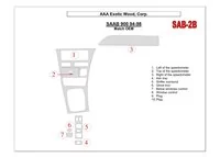 Saab 900 1994-1998 zhoda s OEM, súprava 7 dielov Interiér BD Dash Trim Kit - 2 Saab 900 1994-1998 zhoda s OEM, súprava 7 dielov Interiér BD Dash Trim Kit - 2
