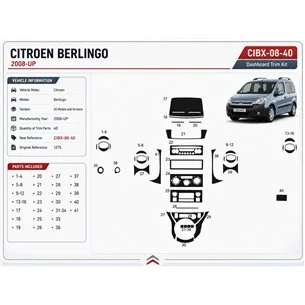 Citroen Berlingo 2008+ 3D dekor palubnej dosky, 40 dielov 2