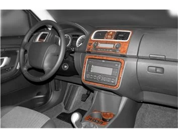 Škoda Fabia 5J Roomster 06.2006 Súprava obloženia palubnej dosky 3D interiéru Dekorácia palubnej dosky 20 dielov