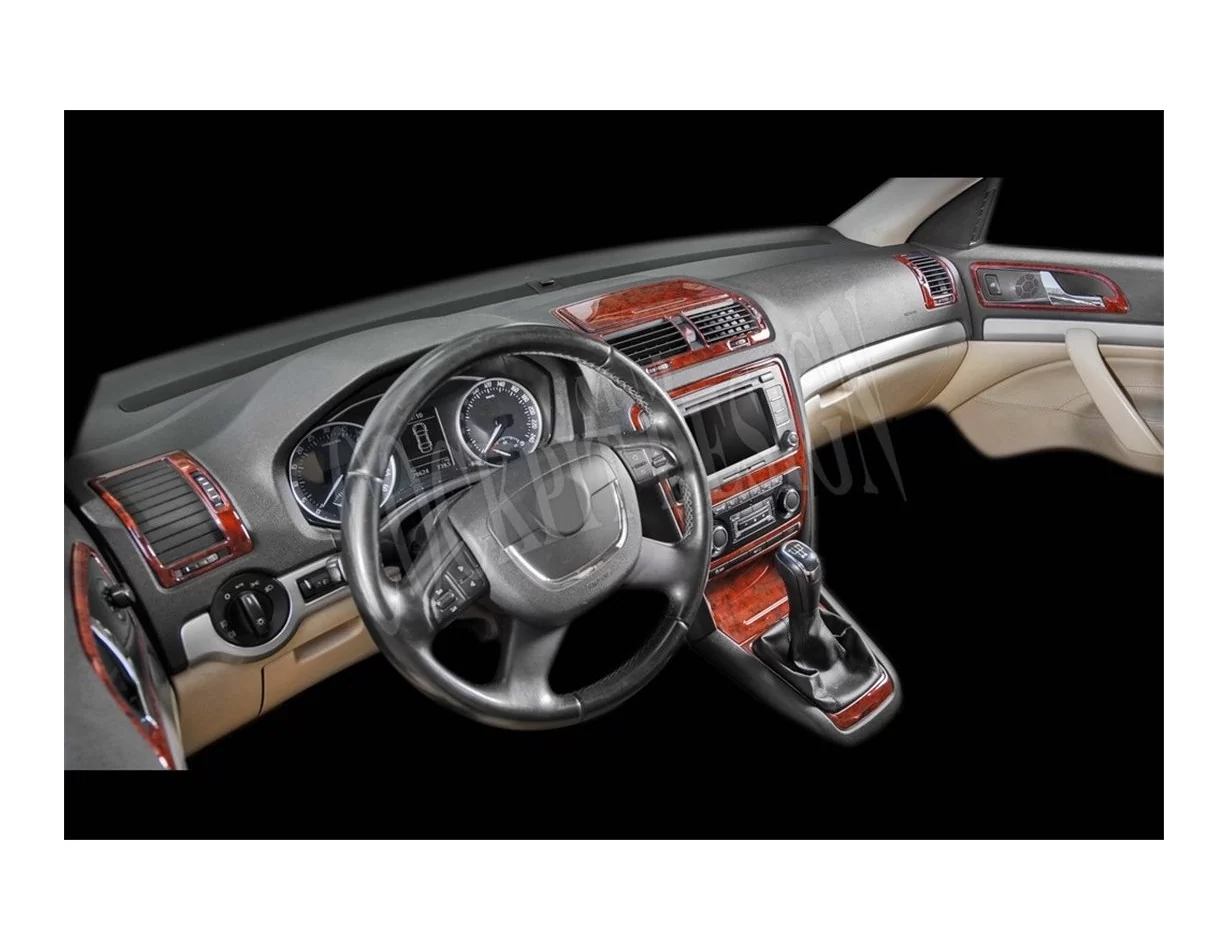Skoda Octavia A5 1Z 09.2009 Súprava obloženia palubnej dosky 3D interiéru Dekorácia palubnej dosky 11 dielov - 1