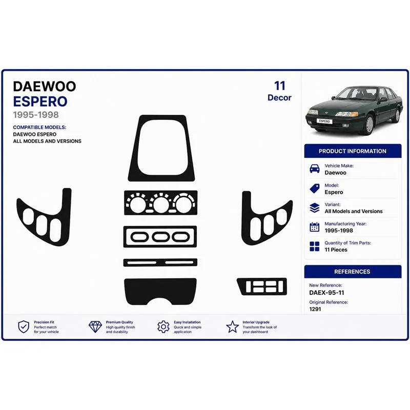 Chevrolet Espero 1995-1998 3D dekor palubnej dosky, 11 dielov
