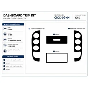 Citroen C2-C3 2002-2004 3D dekor palubnej dosky, 4 dielov 2