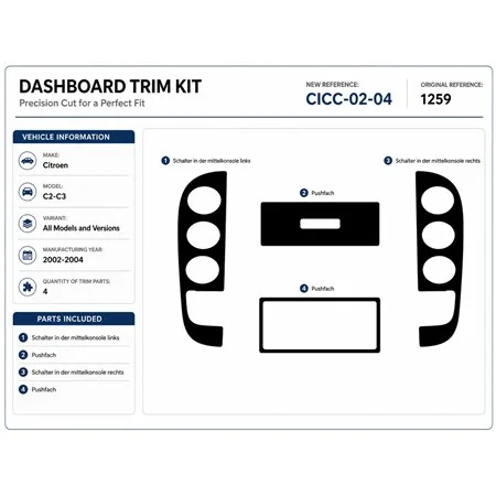 Citroen C2-C3 2002-2004 3D dekor palubnej dosky, 4 dielov