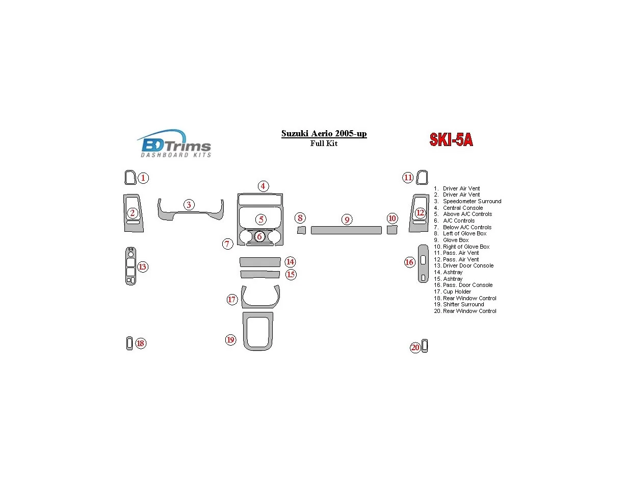 Suzuki Aero 2005-UP Kompletná súprava interiéru BD Dash Trim Kit - 1