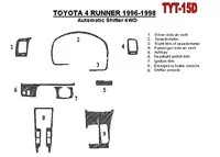 Toyota 4 Runner 1996-1998 Automatická prevodovka, 4WD, OEM zhoda, Súprava 10 dielov Interiér BD Dash Trim Kit - 1 Toyota 4 Runner 1996-1998 Automatická prevodovka, 4WD, OEM zhoda, Súprava 10 dielov Interiér BD Dash Trim Kit - 1