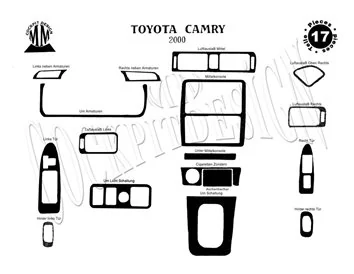Toyota Camry 01.03-12.06 Súprava obloženia palubnej dosky 3D interiéru Dekorácia palubnej dosky 18 dielov - 1