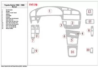 Toyota Camry 1992-1996 manuálna prevodovka, súprava 14 dielov Interiér BD Dash Trim Kit - 1 Toyota Camry 1992-1996 manuálna prevodovka, súprava 14 dielov Interiér BD Dash Trim Kit - 1