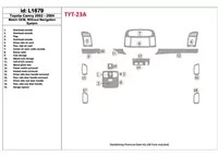 Základná sada Toyota Camry 2002-2004, bez systému NAVI, bez súpravy OEM interiéru BD Dash Trim Kit - 1