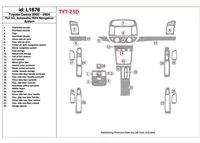 Toyota Camry 2002-2004 Kompletná sada, Automatická prevodovka, So systémom NAVI, Bez OEM Interiér BD Dash Trim Kit - 1