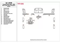Toyota Camry 2002-2004 OEM zhoda, bez systému NAVI Interiér BD Dash Trim Kit - 1