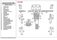 Toyota Camry 2005-2006 Kompletná sada, Manuálna prevodovka, So systémom NAVI, Bez OEM interiéru BD Dash Trim Kit - 1 Toyota Camry 2005-2006 Kompletná sada, Manuálna prevodovka, So systémom NAVI, Bez OEM interiéru BD Dash Trim Kit - 1