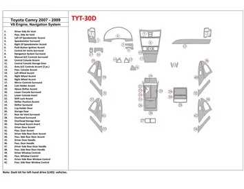 Kompletná sada Toyota Camry 2007-2010, 6 valcov s interiérom NAVI BD Dash Trim Kit - 1