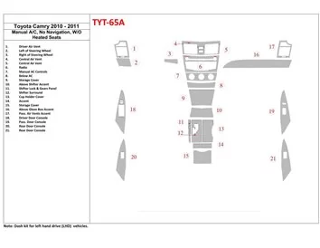 Toyota Camry 2010-2011 manuálna klimatizácia, Bez súpravy NAVI Interiér BD Dash Trim Kit - 1