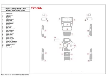Kompletná súprava Toyota Camry 2012-UP s vyhrievaním interiéru sedadiel BD Dash Trim Kit - 1