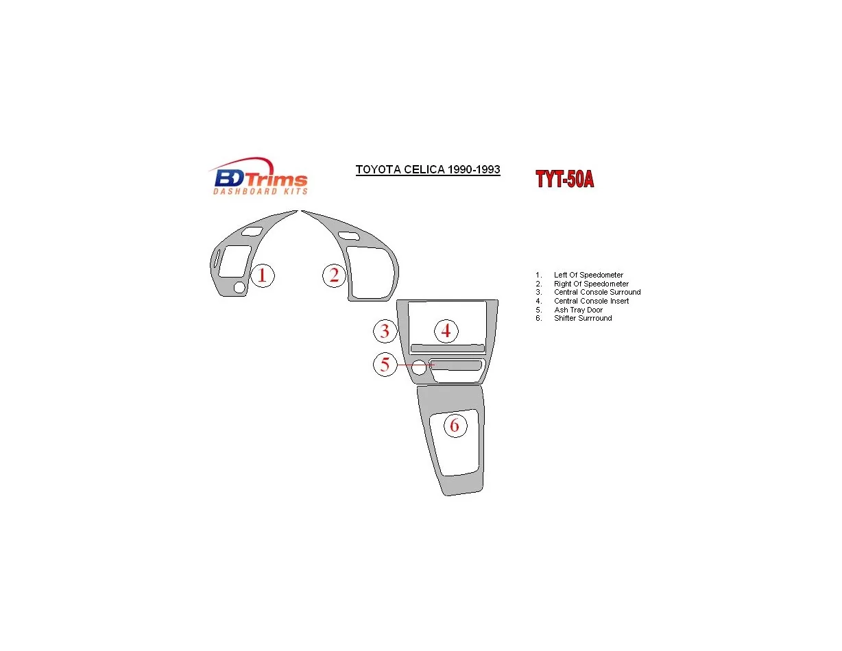 Toyota Celica 1990-1993 Kompletná súprava interiéru BD Dash Trim Kit - 1