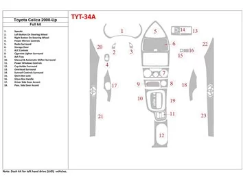 Súprava obloženia palubnej dosky pre interiér Toyota Celica 2000-UP pre 2 dvere - 1