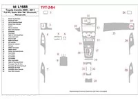 Kompletná sada Toyota Corolla 2009-UP, rádio s Bluetooth, manuálna prevodovka AC interiér BD Dash Trim Kit - 1 Kompletná sada Toyota Corolla 2009-UP, rádio s Bluetooth, manuálna prevodovka AC interiér BD Dash Trim Kit - 1