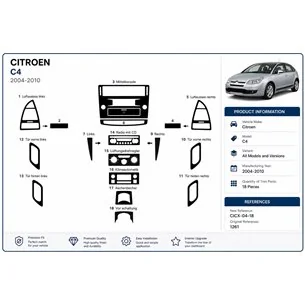 Citroen C4 2004-2010 3D dekor palubnej dosky, 18 dielov 2