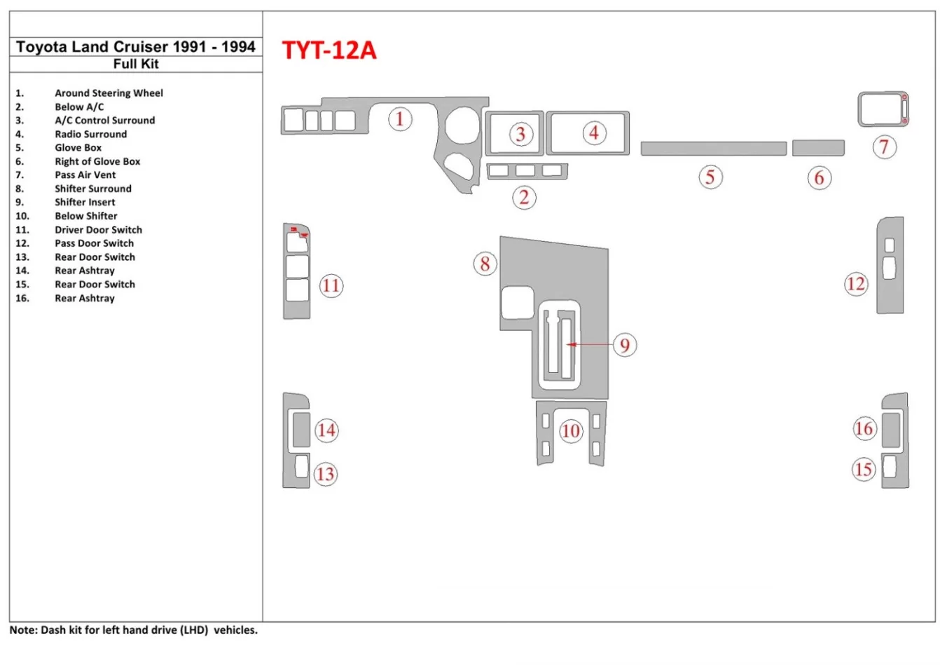Toyota Land Cruiser 1990-1994 Kompletná súprava interiéru BD Dash Trim Kit - 1