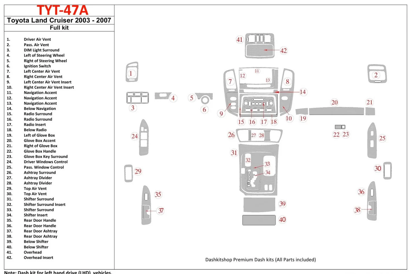 Toyota Land Cruiser 200 2008-UP Kompletná súprava interiéru BD Dash Trim Kit - 1