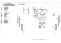 Kompletná súprava Toyota Pius V 2012-UP s vnútornou súpravou NAVI BD Dash Trim Kit - 1