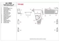 Kompletná sada Toyota Prius 2010-UP so systémom NAVI Interiér BD Dash Trim Kit - 1