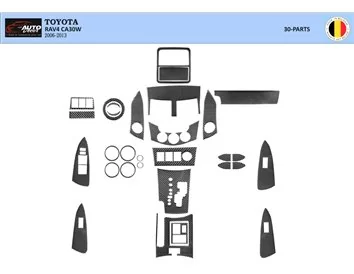 Toyota Rav 4 XA30 2006–2012 Súprava 3D obloženia palubnej dosky interiéru Dekor 61 dielov - 1