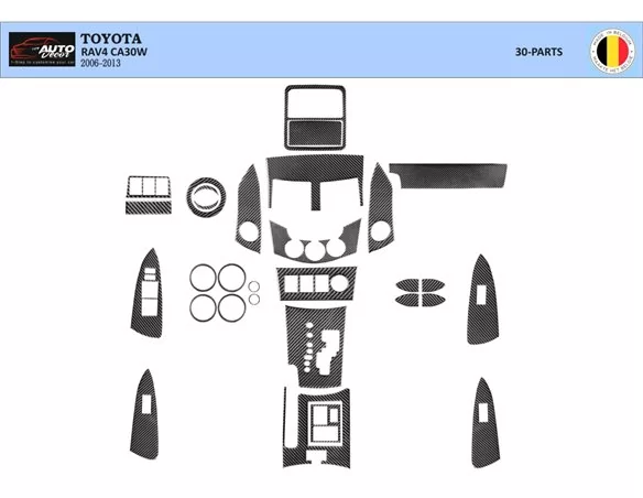 Toyota Rav 4 XA30 2006–2012 Súprava 3D obloženia palubnej dosky interiéru Dekor 61 dielov - 1
