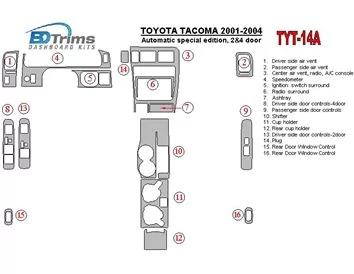 Špeciálna edícia automatickej prevodovky Toyota Tacoma 2000-2004, interiér 2 a 4 dverí BD Dash Trim Kit - 1