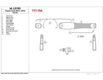 Toyota Yaris 2012-UP Kompletná súprava interiéru BD Dash Trim Kit - 1