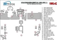 Volkswagen Beetle 1998-2001 Kompletná súprava, Bez lakťovej opierky, Súprava 32 dielov, Súprava obloženia palubnej dosky interié Volkswagen Beetle 1998-2001 Kompletná súprava, Bez lakťovej opierky, Súprava 32 dielov, Súprava obloženia palubnej dosky interié
