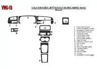 Volkswagen Cabrio 1994-2002 manuálna prevodovka, sada 18 dielov Interiér BD Dash Dem Kit Kit - 3