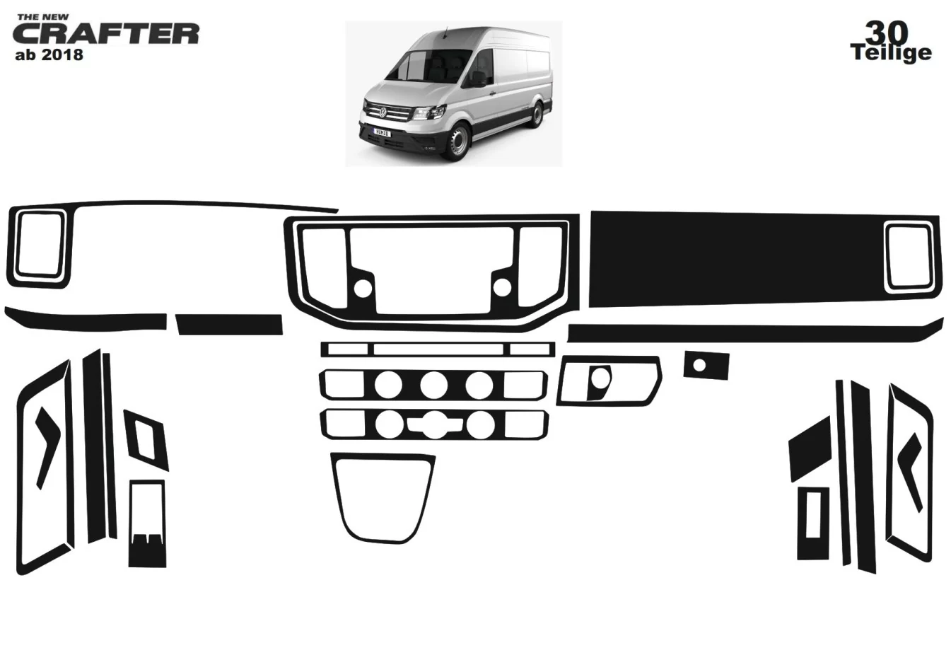 Volkswagen Crafter 2019 3D súprava obloženia palubnej dosky interiéru 30-dielna súprava obloženia palubnej dosky - 1