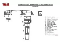 Volkswagen Golf 1994-1998 Automatická prevodovka, sada 18 dielov Interiér BD Dash Trim Kit - 1