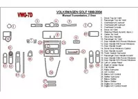 Volkswagen Golf 1999-2004 2-dverový, so žeraviacim boxom, súprava 26 dielov Interiér BD Dash Trim Kit - 2