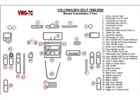 Volkswagen Golf 1999-2004 4 dvere, interiér manuálnej prevodovky BD Dash Dem Kit - 2