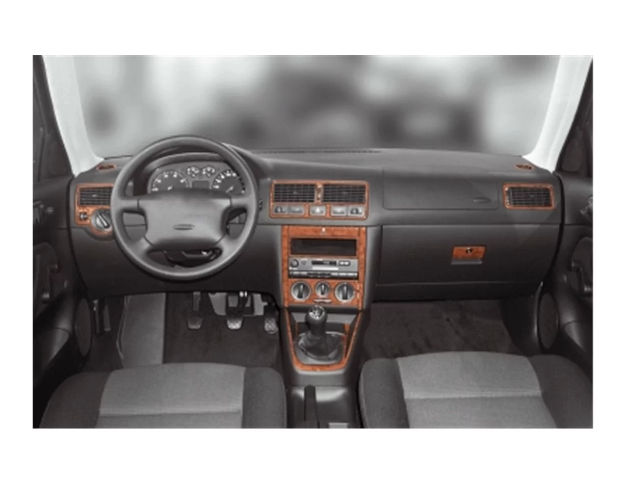Volkswagen Golf IV 10.97-09.03 Súprava obloženia palubnej dosky 3D interiéru Dekorácia palubnej dosky 15 dielov - 1