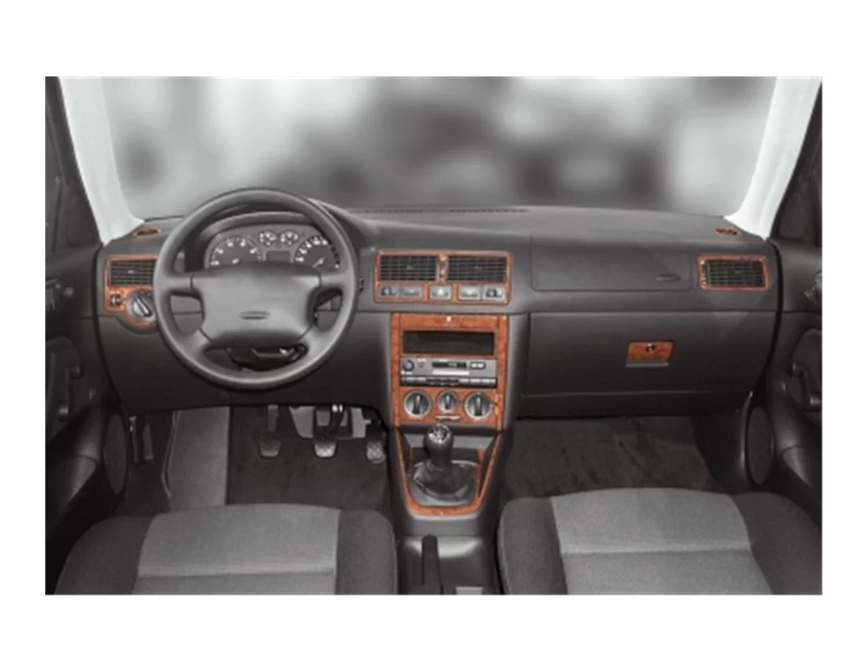 Volkswagen Golf IV 10.97-09.03 Súprava obloženia palubnej dosky interiéru 3D Dekor 19 dielov - 1