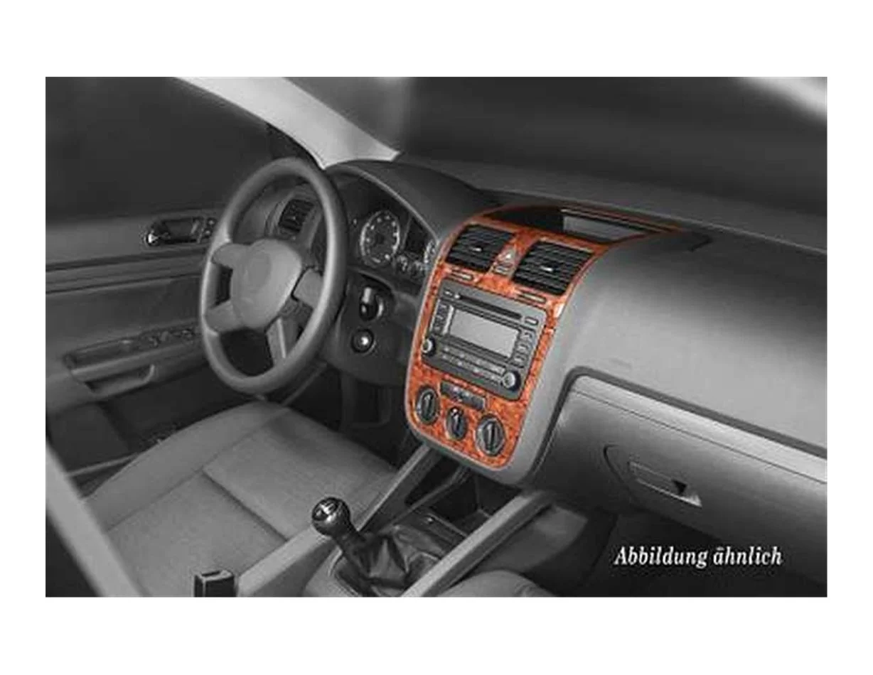 Volkswagen Golf V Jetta 10.03-10.08 automatická AC 3D Súprava obloženia palubnej dosky interiéru Dekorácia palubnej dosky 3 diel