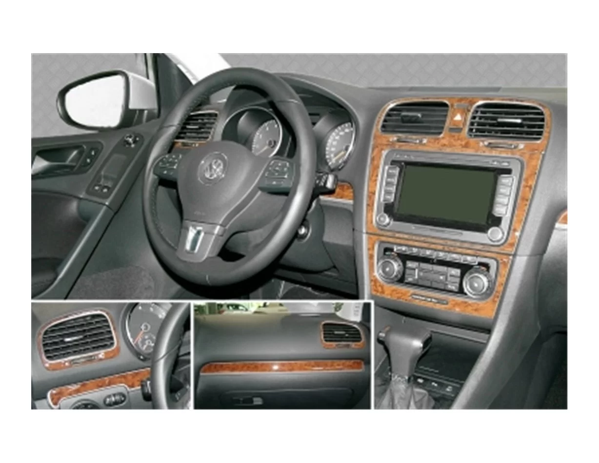 Volkswagen Golf VI 09.2008 Súprava obloženia palubnej dosky 3D interiéru Dekorácia palubnej dosky 15 dielov - 1