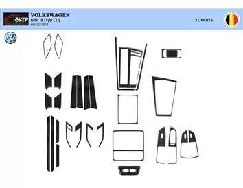 Volkswagen Golf VIII CD 2019 up 3D Súprava obloženia palubnej dosky interiéru Dekorácia palubnej dosky 31 dielov - 1