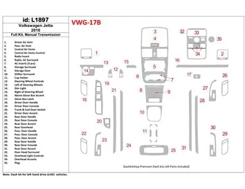 Kompletná súprava Volkswagen Jetta 2010-2010, interiér manuálnej prevodovky BD Dash Dekor Kit - 1