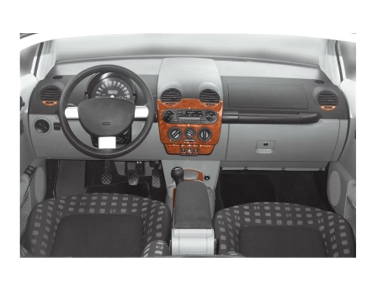 Volkswagen New Beettle 03.98-04.02 Súprava obloženia palubnej dosky interiéru 3D Dekor na palubnú dosku 11 dielov - 1