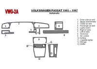 Volkswagen Passat 1995-1997 automatická prevodovka, sada 11 dielov Interiér BD Dash Trim Kit - 2