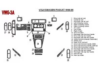Volkswagen Passat 1998-1999 Kompletná sada, sada 24 dielov Interiér BD Dash Trim Kit - 2