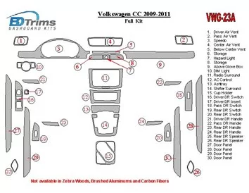 Volkswagen Passat CC 2009-2011 Kompletná súprava interiéru BD Dash Trim Kit